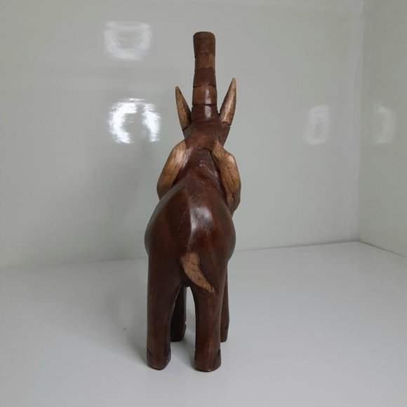 Wooden Elephant Home Decor Rustic Look Shelf Room Decor African Art - Picture 3 of 4